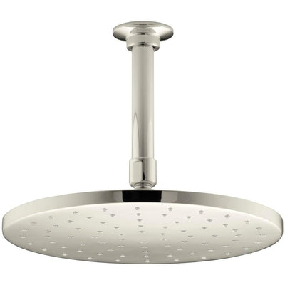 1-Spray 10 in. Single Ceiling Mount Fixed Rain Shower Head in Vibrant Polished Nickel - Super Arbor