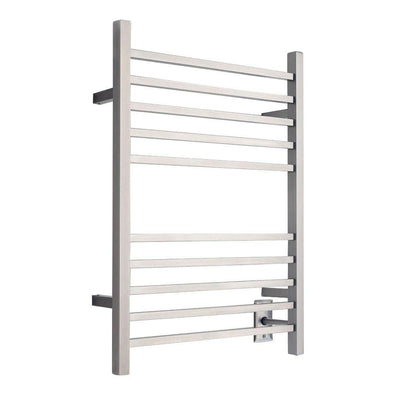 Radiant Square Hardwired 24 in. W x 32 in. H 10-Bar Electric Towel Warmer in Brushed Stainless Steel - Super Arbor