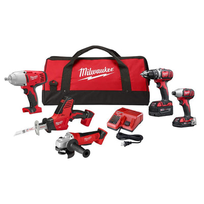 M18 18-Volt Lithium-Ion Cordless Combo Tool Kit (5-Tool) with Two Batteries, Charger, Tool Bag - Super Arbor