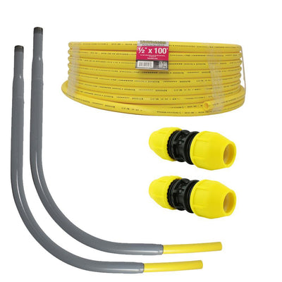 Underground 1/2 in. IPS New Install Kit 1-Roll of 1/2 in. x 100 ft. Pipe, 2-1/2 in. Couplers, 2-1/2 in. Meter Risers - Super Arbor