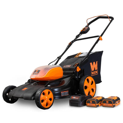 WEN 19 in. 40-Volt Max Lithium-Ion Cordless Battery 3-in-1 Walk Behind Push Lawn Mower - Two Batteries/Charger Included - Super Arbor