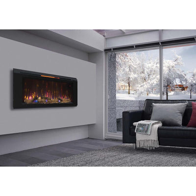 Helen 48 in. Wall-Mount Electric Fireplace in Black - Super Arbor