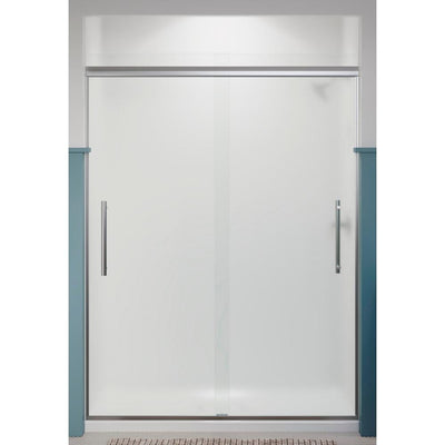 Pleat 59.625 in. x 79.0625 in. Frameless Sliding Shower Door in Bright Polished Silver with Frosted Glass - Super Arbor