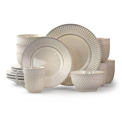 Market Finds 16-Piece Contemporary White Stoneware Dinnerware Set (Service for 4) - Super Arbor