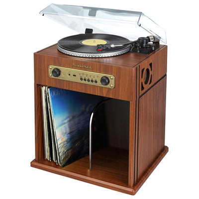 Stereo Turntable with Bluetooth Receiver and Record Storage Compartment - Super Arbor