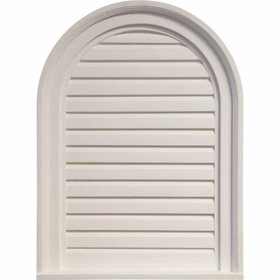 18 in. x 24 in. Round Top Primed Polyurethane Paintable Gable Louver Vent - Super Arbor