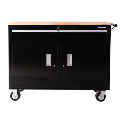 46 in. 1-Drawer Tool Chest Cabinet, Mobile Workbench Station in Black - Super Arbor