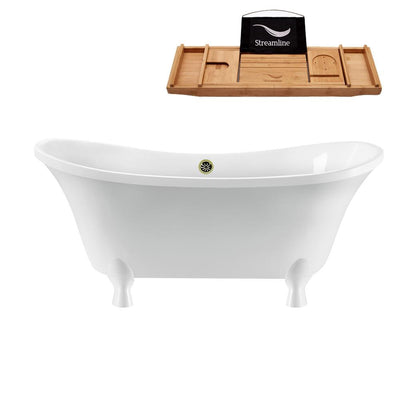 60 in. Acrylic Clawfoot Non-Whirlpool Bathtub in White - Super Arbor
