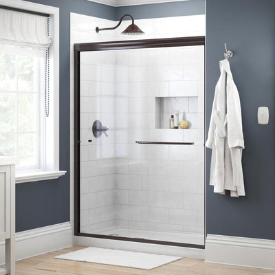 Simplicity 60 in. x 70 in. Semi-Frameless Traditional Sliding Shower Door in Chrome with Clear Glass - Super Arbor