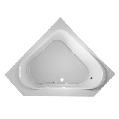 CAPELLA 60 in. x 60 in. Acrylic Center Drain Corner Drop-In Whirlpool Bathtub with Heater in White - Super Arbor
