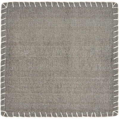 Neutral 15 in. x 15 in. Gray Embroidered Edge Square Cotton Placemat (Set of 4) - Super Arbor