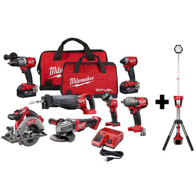 M18 FUEL 18-Volt Lithium-Ion Brushless Cordless Combo Kit (7-Tool) with M18 Rocket Dual Power Tower Light - Super Arbor