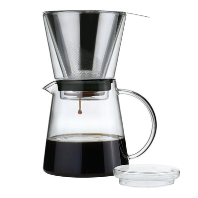 6-Cup Clear Pour Over Brewer Glass & Stainless Coffee Maker  with Removable Filter - Super Arbor