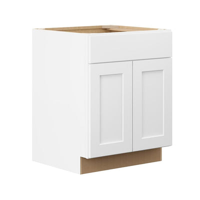 Shaker Ready To Assemble 27 in. W x 34.5 in. H x 24 in. D Plywood Base Kitchen Cabinet in Denver White Painted Finish - Super Arbor