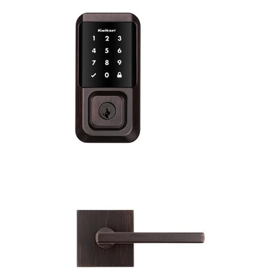 HALO Venetian Bronze Electronic Smart Lock Deadbolt feat SmartKey Security, Touchscreen and Wi-Fi w/ Halifax lever - Super Arbor