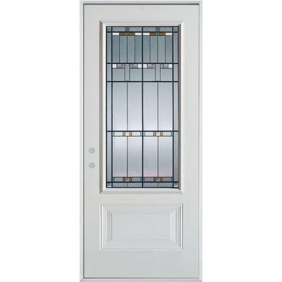 36 in. x 80 in. Architectural 3/4 Lite 1-Panel Painted White Right-Hand Inswing Steel Prehung Front Door - Super Arbor