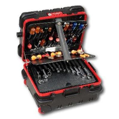 18 in. Red Line Mechanical Hinged Military-Style Wheeled Tool Case in Black - Super Arbor
