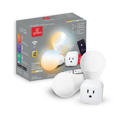 Wi-Fi Smart Starter Kit, No Hub Required, Voice Activated, 1x Wi-Fi Smart Plug, 2x Wi-Fi Smart Tunable LED Bulbs - Super Arbor