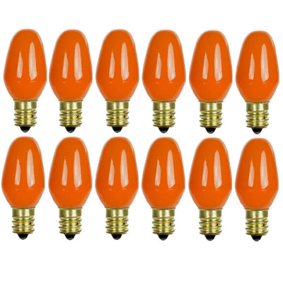 Sunlite 7-Watt C7 Colored Night Light Candelabra Base Incandescent Orange Light Bulb (12-Pack) - Super Arbor