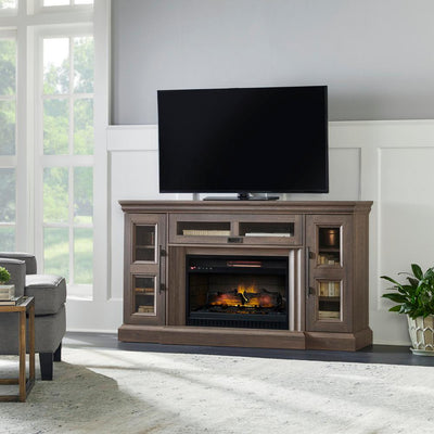 Abigail 60 in. Media Console Infrared Electric Fireplace in Country Ash Oak - Super Arbor