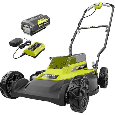 RYOBI 18 in. 40-Volt 2-in-1 Lithium-Ion Cordless Battery Walk Behind Push Mower 4.0 Ah Battery/Charger Included - Super Arbor