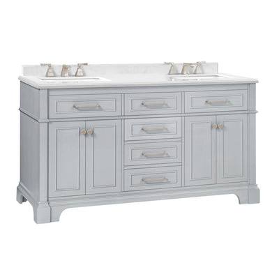 Melpark 60 in. W x 22 in. D Bath Vanity in Dove Grey with a Cultured Marble Vanity Top in White with White Sink - Super Arbor