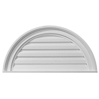 24 in in. x 12 in. Half Round Primed Polyurethane Paintable Gable Louver Vent - Super Arbor
