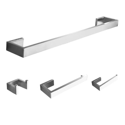 Stainless Steel 4-Piece Bathroom Accessories Set Wall Mounted in Silver - Super Arbor