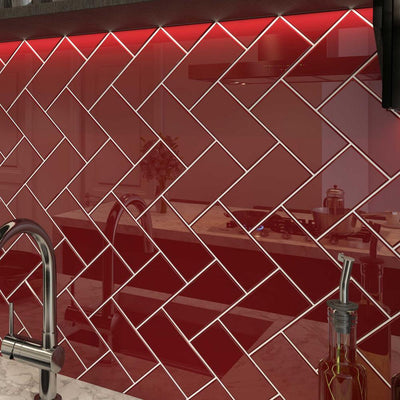 Giorbello Ruby Red 3 in. x 6 in. x 8 mm Glass Subway Tile (5.5 sq. ft./case) - Super Arbor