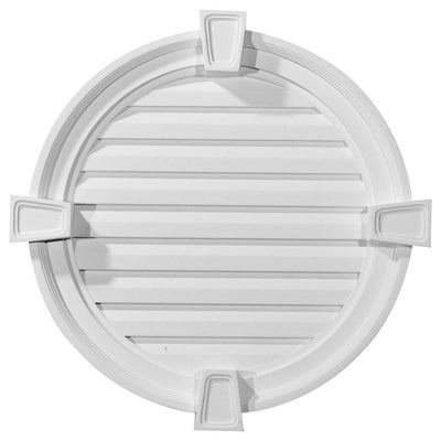 22 in. x 22 in. Round Primed Polyurethane Paintable Gable Louver Vent - Super Arbor