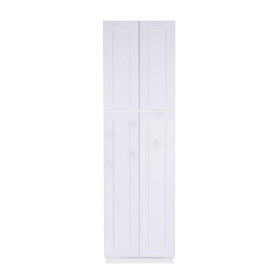 Lancaster Shaker Assembled 30x84x27 in. Tall Pantry Cabinet with 4-Doors in White - Super Arbor