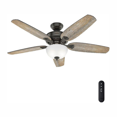 Channing 54 in. LED Indoor Easy Install Noble Bronze Ceiling Fan with HunterExpress Feature Set and Remote - Super Arbor