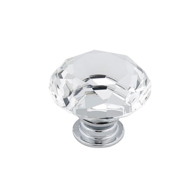 1-9/16 in. (40 mm) Clear, Chrome Contemporary Metal, Crystal and Glass Cabinet Knob - Super Arbor