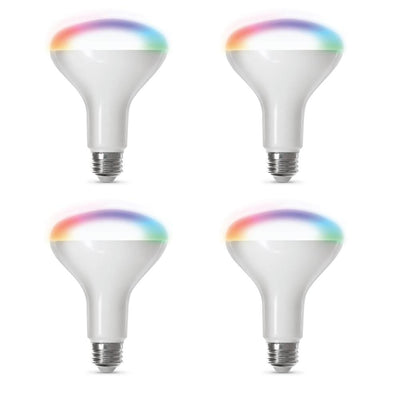 Feit Electric 65-Watt Equivalent BR30 Dimmable Full Color Changing Wi-Fi LED Smart Light Bulb (4-Pack) - Super Arbor