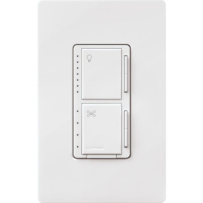 Lutron Maestro Fan Control and Light Dimmer for Dimmable LED's, Incandescent and Halogen Bulbs with Wallplate, White - Super Arbor