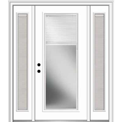 68.5 in. x 81.75 in. Internal Blinds Right-Hand Inswing Full Lite Clear Primed Steel Prehung Front Door with Sidelites - Super Arbor