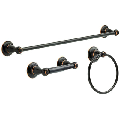 Porter 3-Piece Bath Hardware Set with Towel Ring Toilet Paper Holder and 24 in. Towel Bar in Oil Rubbed Bronze - Super Arbor