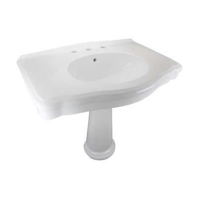 Darbyshire 33-1/2 in. Pedestal Combo Bathroom Sink in White with Overflow - Super Arbor