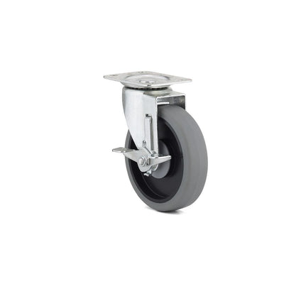 5 in. Gray Swivel with Brake plate Caster, 297.7 lb. Load Rating - Super Arbor