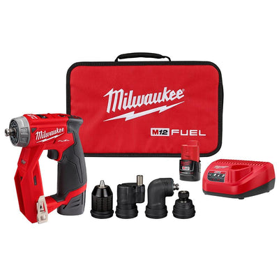 M12 FUEL 12-Volt Lithium-Ion Brushless Cordless 4-in-1 Installation 3/8 in. Drill Driver Kit with 4-Tool Heads - Super Arbor