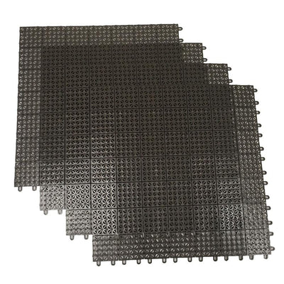 Brown Regenerated 22 in. x 22 in. Polypropylene Interlocking Floor Mat System (Set of 4 Tiles) - Super Arbor
