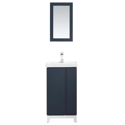 Glovertown 17.3 in. x 14.3 in. D Vanity in Midnight Blue with Ceramic Vanity Top in White with White Sink and Mirror - Super Arbor