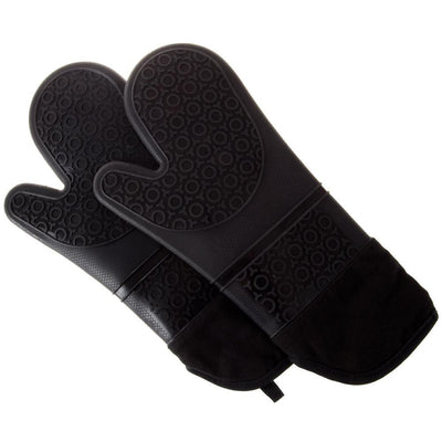 Silicone Black Oven Mitts with Quilted Lining (2-Pack) - Super Arbor