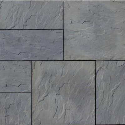 Patio-on-a-Pallet 12 in. x 24 in. and 24 in. x 24 in., 48 sq. ft. Concrete Gray Variegated Basketweave York-Stone Pavers - Super Arbor