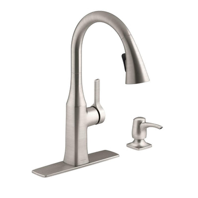 Rubicon Single-Handle Pull-Down Sprayer Kitchen Faucet in Vibrant Stainless - Super Arbor