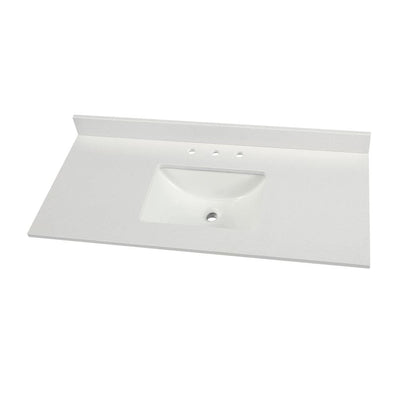 49 in. W x 22 in. D Engineered Marble Vanity Top in Snowstorm with White Single Trough Sink - Super Arbor