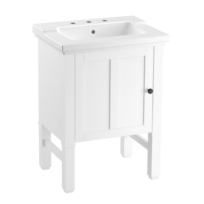 Chambly 24 in. W Vanity in Linen White with Ceramic Vanity Top in White with White Basin - Super Arbor