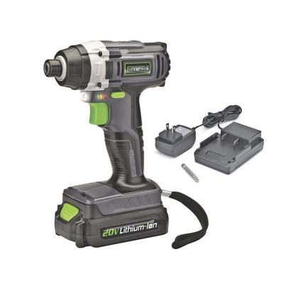 20-Volt Lithium-ion Cordless Quick-Change Impact Driver with Light, Power Indicator, Charger, Battery and Bit - Super Arbor