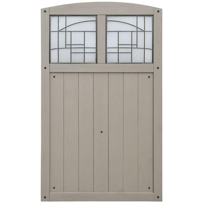 Baycrest 3.5 ft. x 5.6 ft. Wood Fence Gate with Faux Glass Insert - Super Arbor