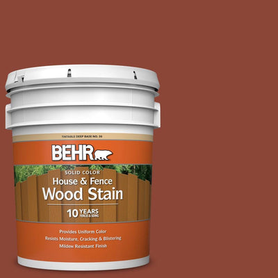 BEHR 5 gal. #SC-330 Redwood Solid Color House and Fence Exterior Wood Stain - Super Arbor